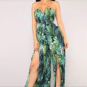 NWT Fashion Nova Tropical Strapless Jumpsuit